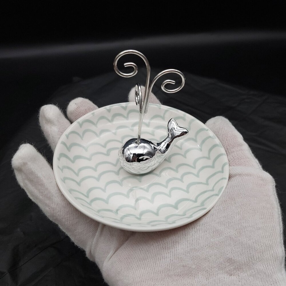Lauren Conrad Whale Jewelry Dish Ring Holder Trinket Tray Kohl's Metal Ceramic - Picture 2 of 16